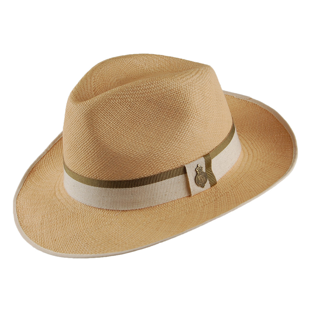 Sombrero Fedora Panamá Classic Preset con cinta decorativa kaki de Christys - Natural