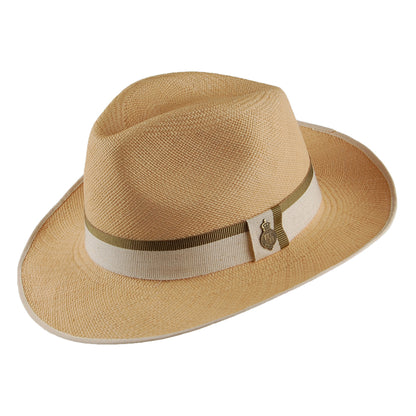 Sombrero Fedora Panamá Classic Preset con cinta decorativa kaki de Christys - Natural