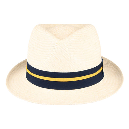 Sombrero Trilby Panamá con cinta decorativa a rayas de Failsworth - Natural