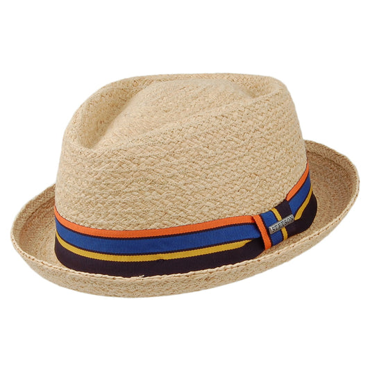 Sombrero Pork Pie Copa Diamante de paja de rafia de Stetson - Natural