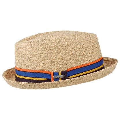 Sombrero Pork Pie Copa Diamante de paja de rafia de Stetson - Natural