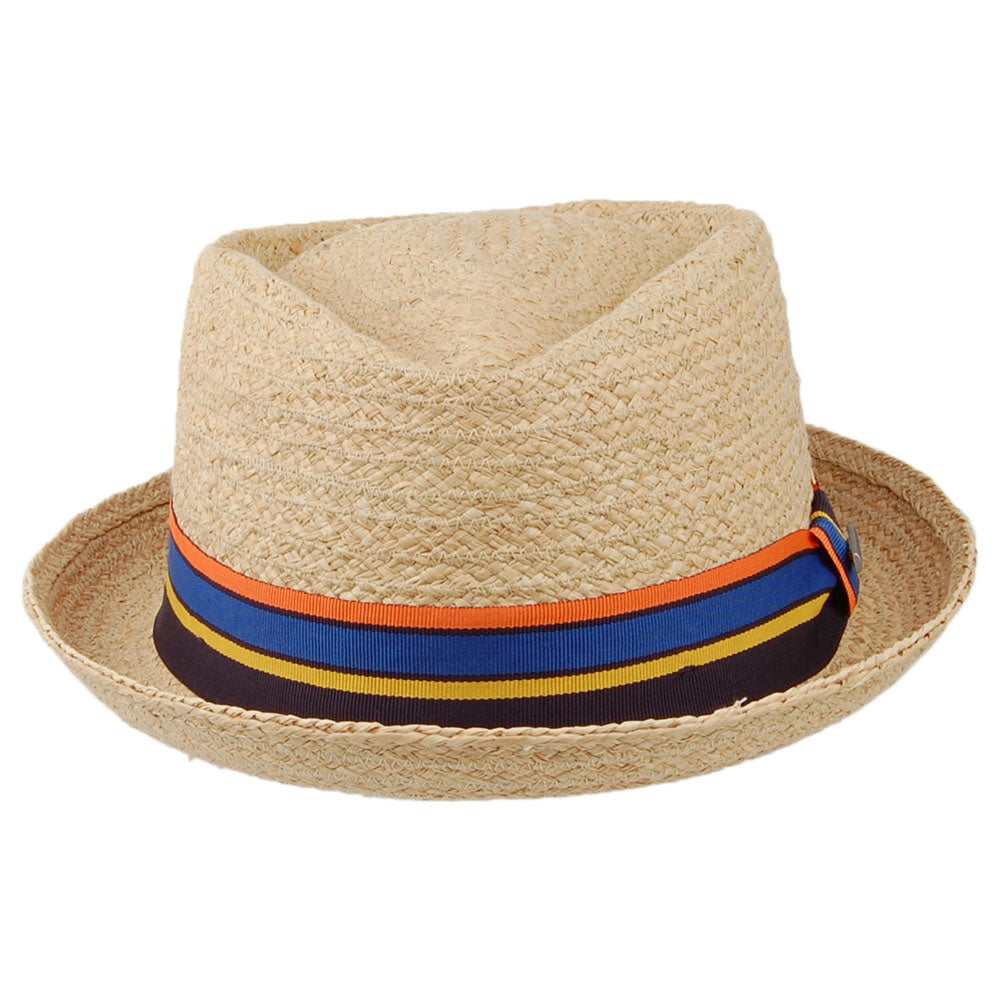 Sombrero Pork Pie Copa Diamante de paja de rafia de Stetson - Natural
