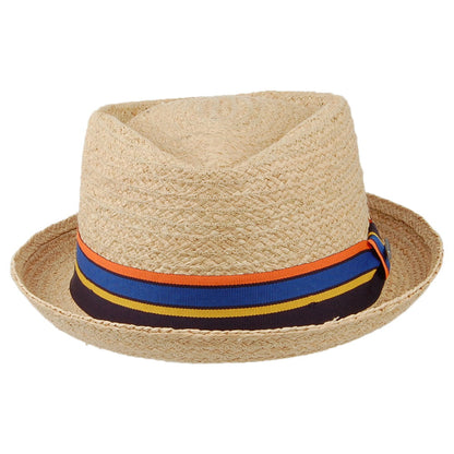 Sombrero Pork Pie Copa Diamante de paja de rafia de Stetson - Natural
