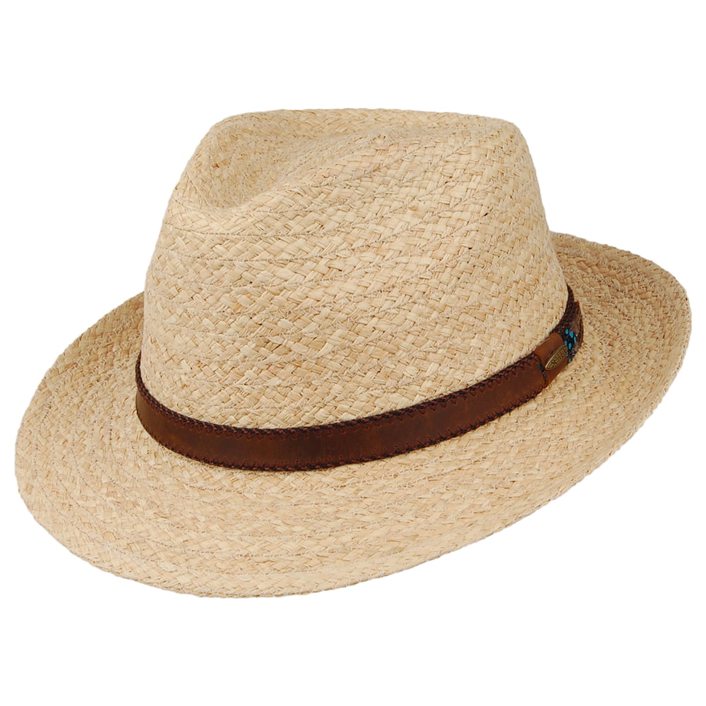 Sombrero Fedora Currituck trenza de rafia de Scala - Natural