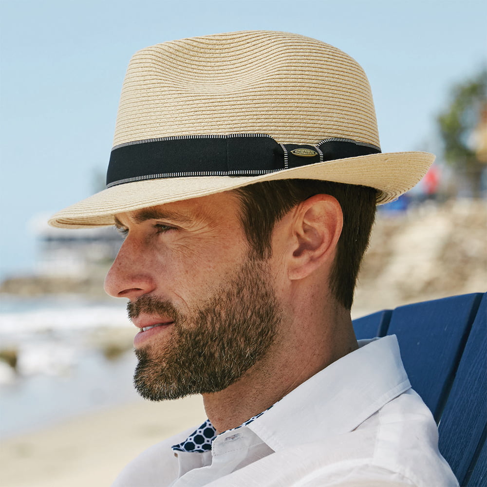 Sombrero Fedora Wyatt de paja toyo Trenza fina de Scala - Natural