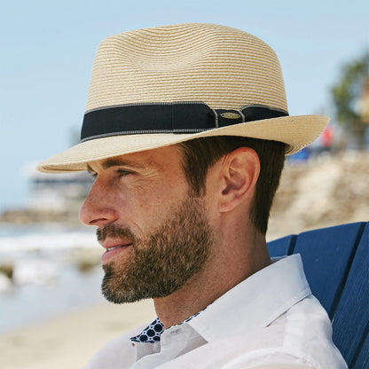 Sombrero Fedora Wyatt de paja toyo Trenza fina de Scala - Natural