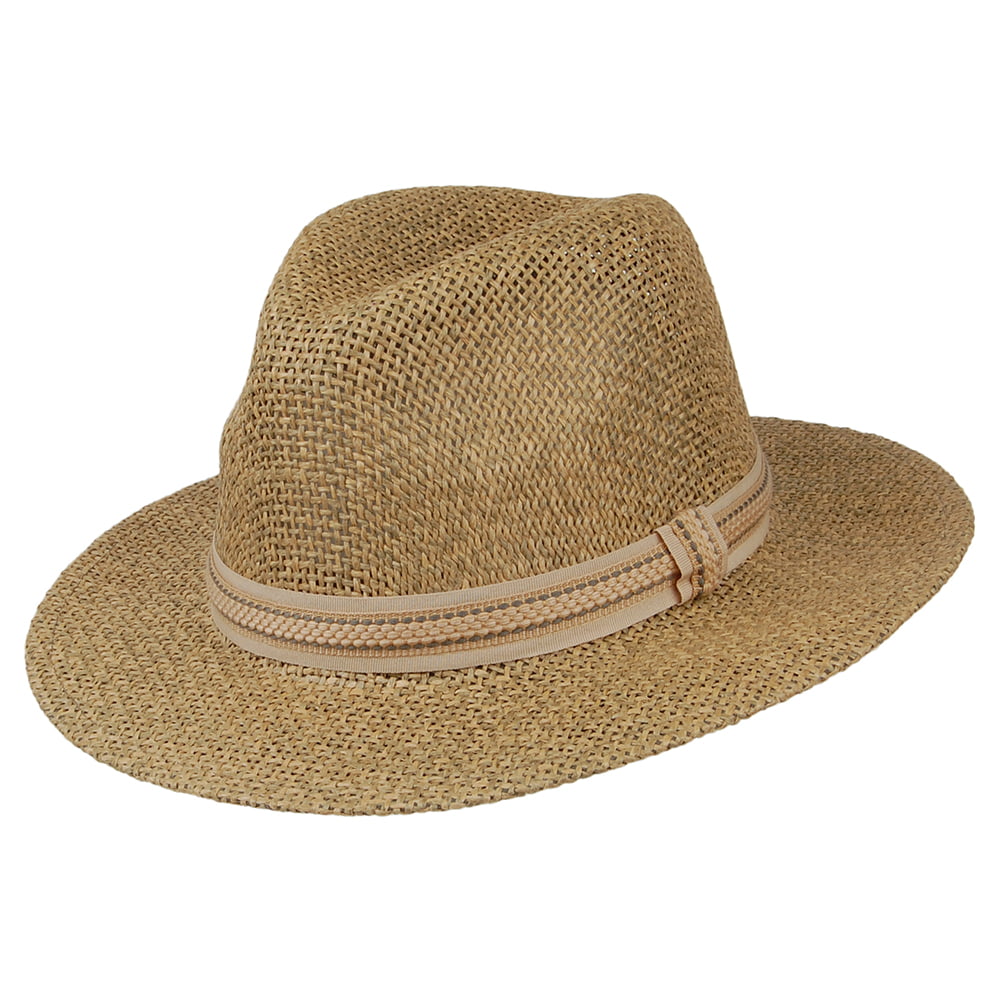 Sombrero Fedora Safari Latitude de toyo Matte de Dorfman Pacific - Natural