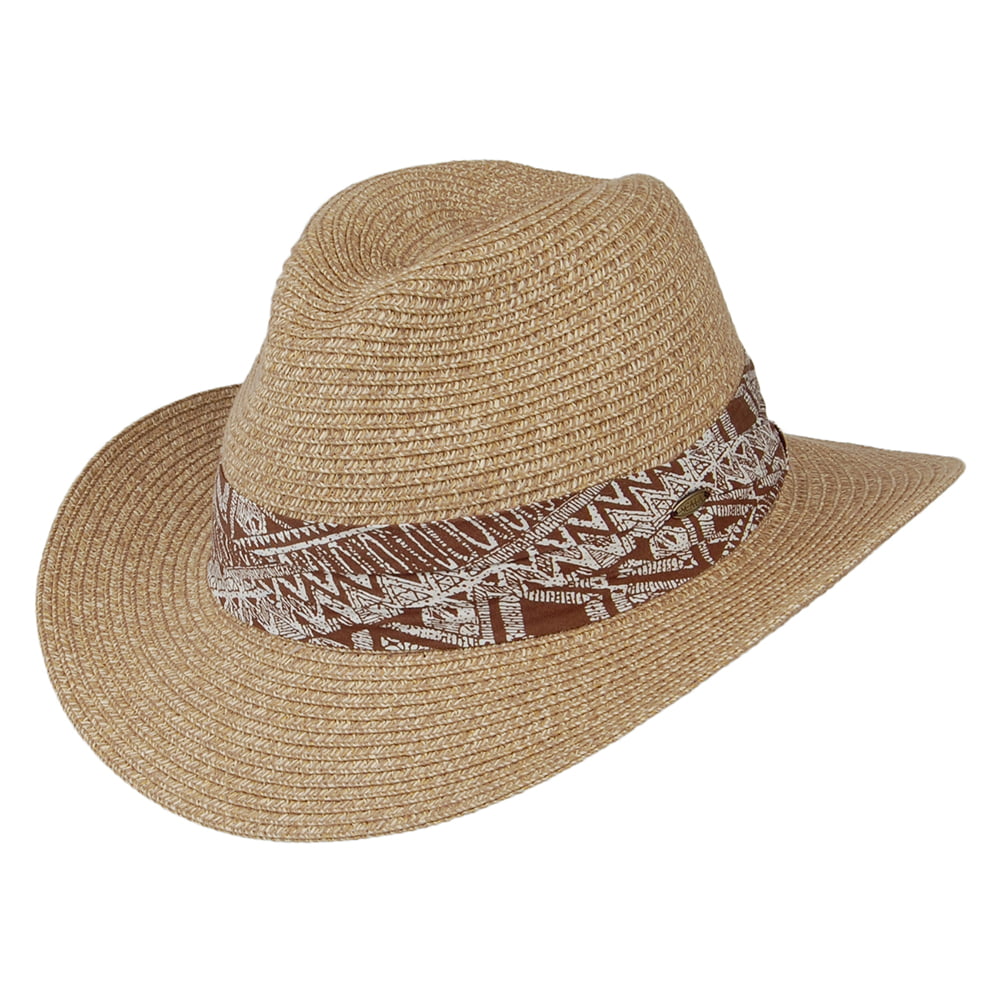 Sombrero Fedora Safari de paja toyo de Scala - Beige Arena