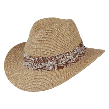 Sombrero Fedora Safari de paja toyo de Scala - Beige Arena