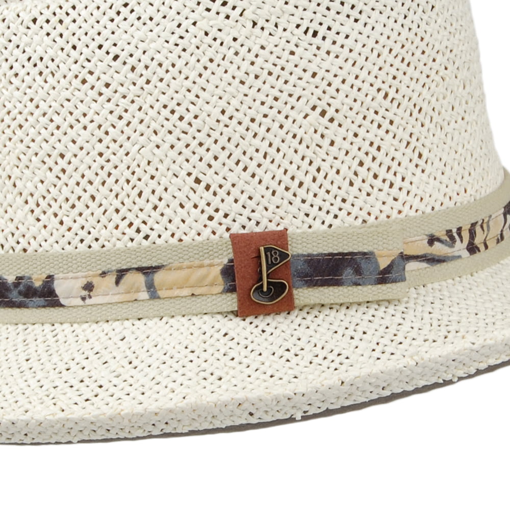 Sombrero Gambler Golf de paja de Scala - Natural-Azul