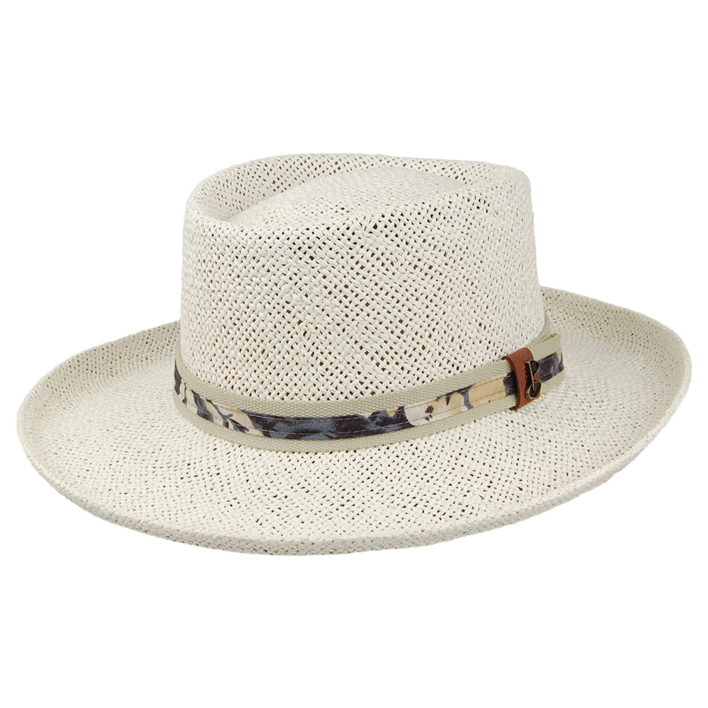 Sombrero Gambler Golf de paja de Scala - Natural-Azul