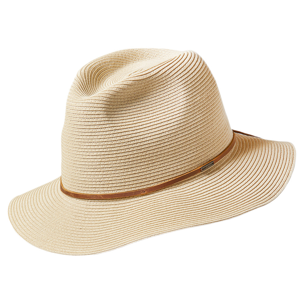 Sombrero Fedora Wesley plegable de paja de Brixton - Beige Arena