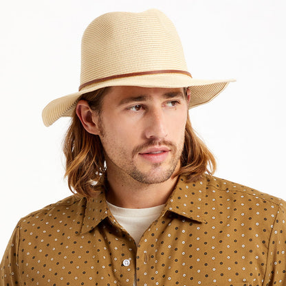 Sombrero Fedora Wesley plegable de paja de Brixton - Beige Arena