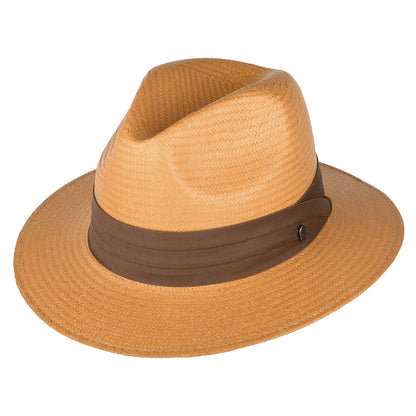 Safari Fedora de toyo con cinta decorativa Marrón de Jaxon & James - Beige Arena