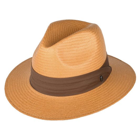 Safari Fedora de toyo con cinta decorativa Marrón de Jaxon & James - Beige Arena