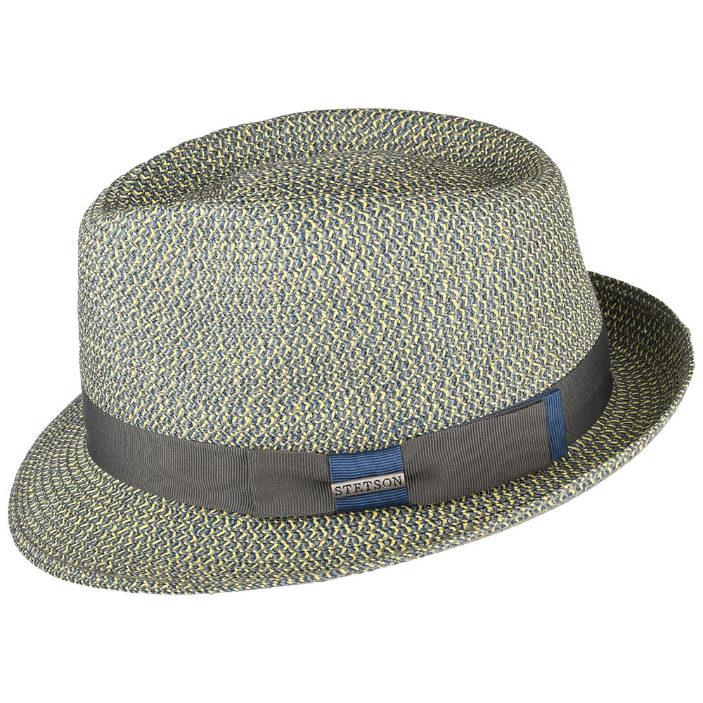 Sombrero Trilby Fairbanks de paja toyo de Stetson - Mezcla de Azules