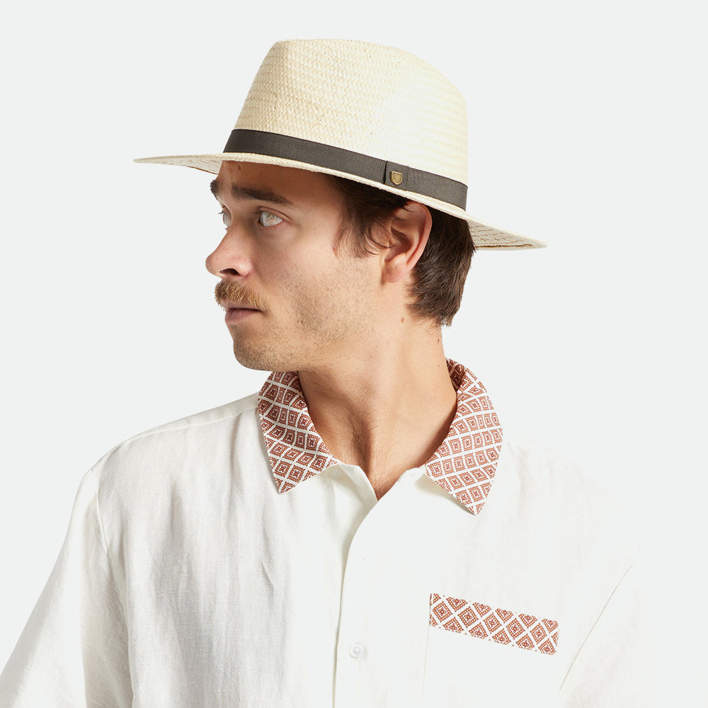 Sombrero Fedora Passage de paja toyo de Brixton - Natural
