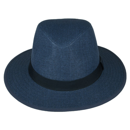 Sombrero Fedora Safari de paja toyo de Failsworth - Azul Marino