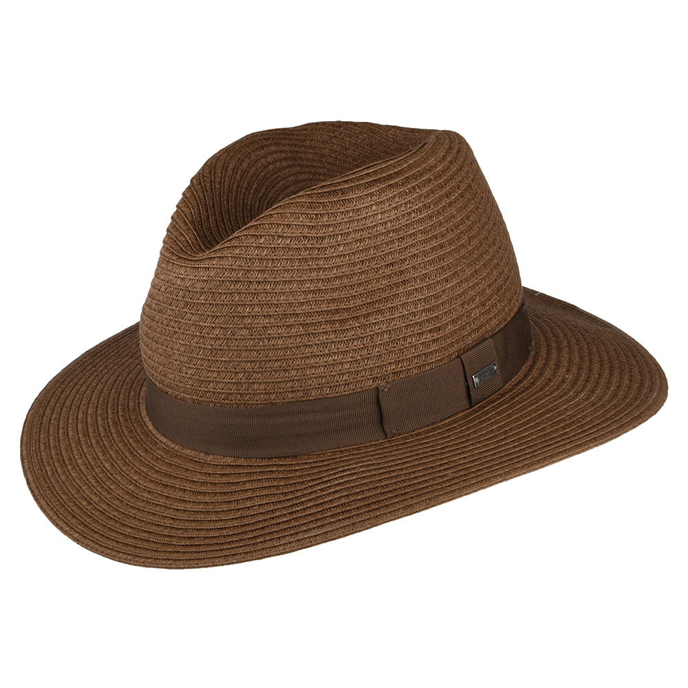 Sombrero Fedora Aveloz de paja toyo de Barts - Marrón Oscuro