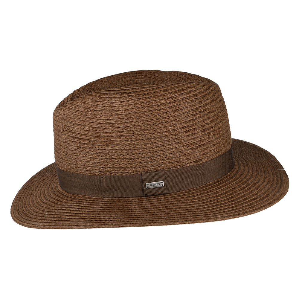 Sombrero Fedora Aveloz de paja toyo de Barts - Marrón Oscuro