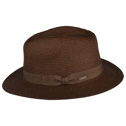 Sombrero Fedora Rio de paja toyo de Brixton - Marrón