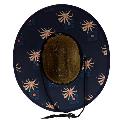 Sombrero de Guardacosta Tides Print de seagrass straw de Billabong - Natural-Azul Marino