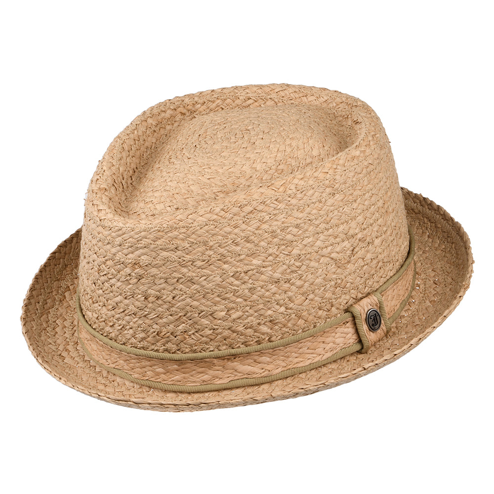 Sombrero Pork Pie Copa Diamond de rafia de Jaxon & James - Natural