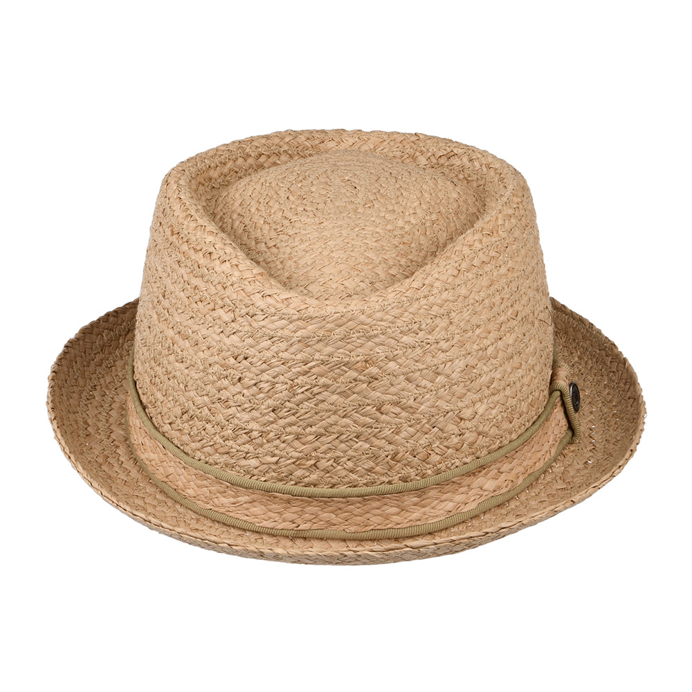 Sombrero Pork Pie Copa Diamond de rafia de Jaxon & James - Natural