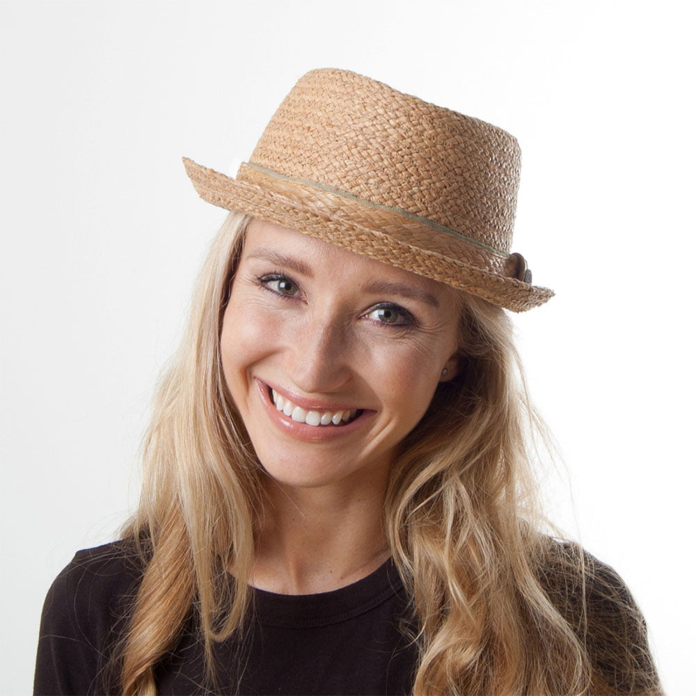 Sombrero Pork Pie Copa Diamond de rafia de Jaxon & James - Natural