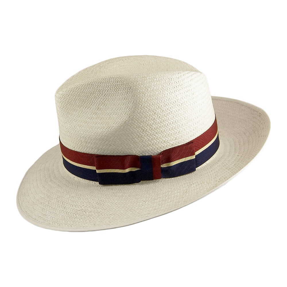 Sombrero Fedora Panamá con cinta decorativa a rayas de Olney
