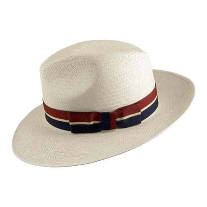 Sombrero Fedora Panamá con cinta decorativa a rayas de Olney
