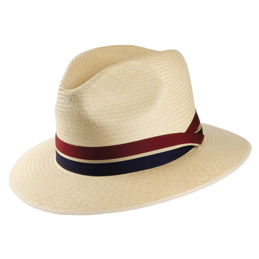 Sombrero Fedora Panamá Safari con banda decorativa a rayas de Olney