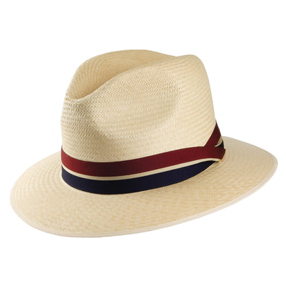 Sombrero Fedora Panamá Safari con banda decorativa a rayas de Olney