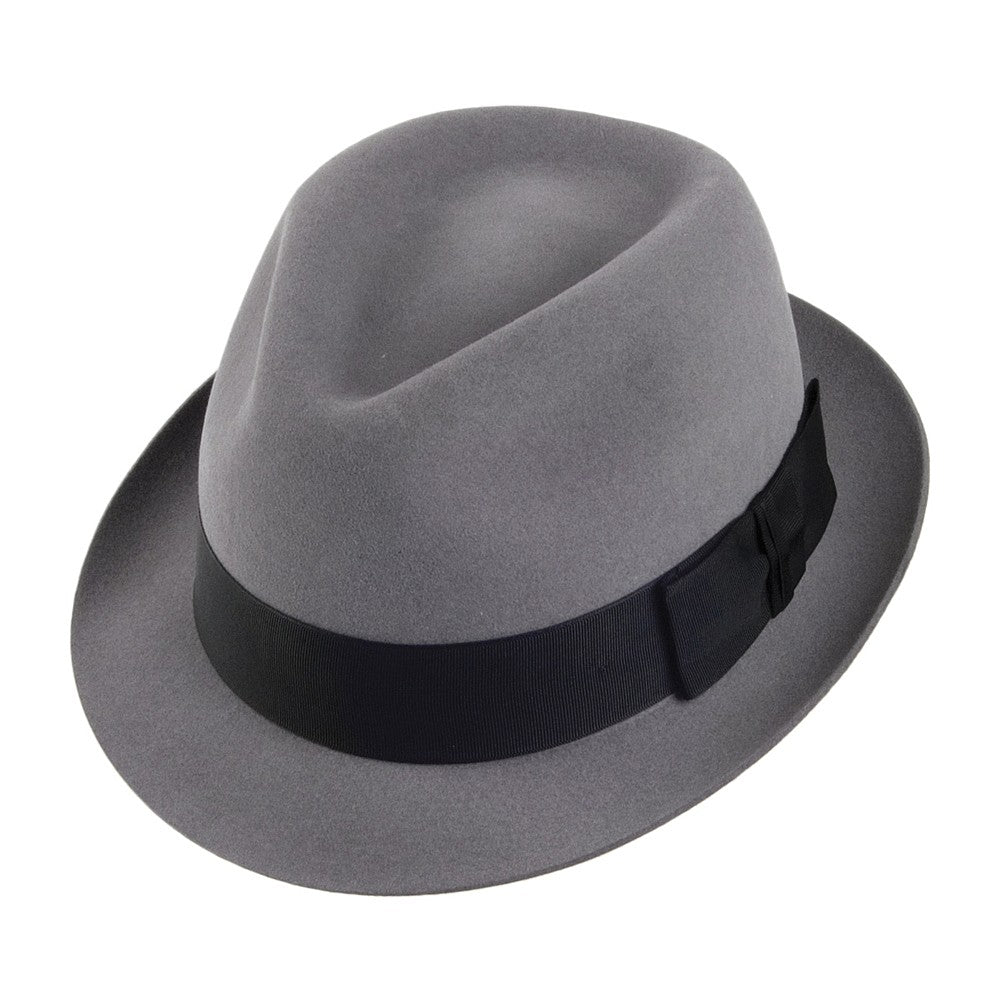 Sombrero Trilby Pinch Vegas de fieltro de piel de Christys - Gris Claro