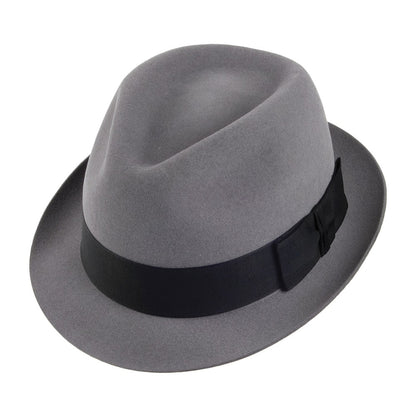 Sombrero Trilby Pinch Vegas de fieltro de piel de Christys - Gris Claro