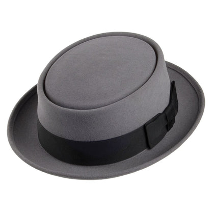 Sombrero Pork Pie Monk de fieltro de piel de Christys - Gris Claro