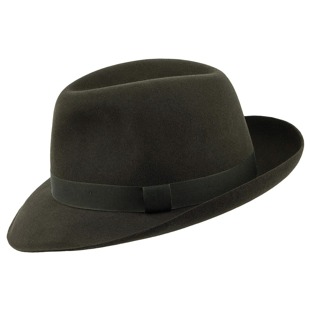 Sombrero Fedora Foldaway de fieltro de piel de Christys - Verde Oscuro
