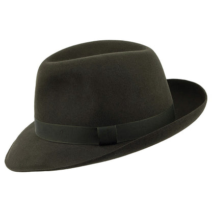Sombrero Fedora Foldaway de fieltro de piel de Christys - Verde Oscuro