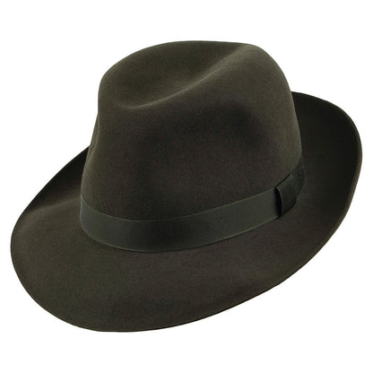 Sombrero Fedora Foldaway de fieltro de piel de Christys - Verde Oscuro