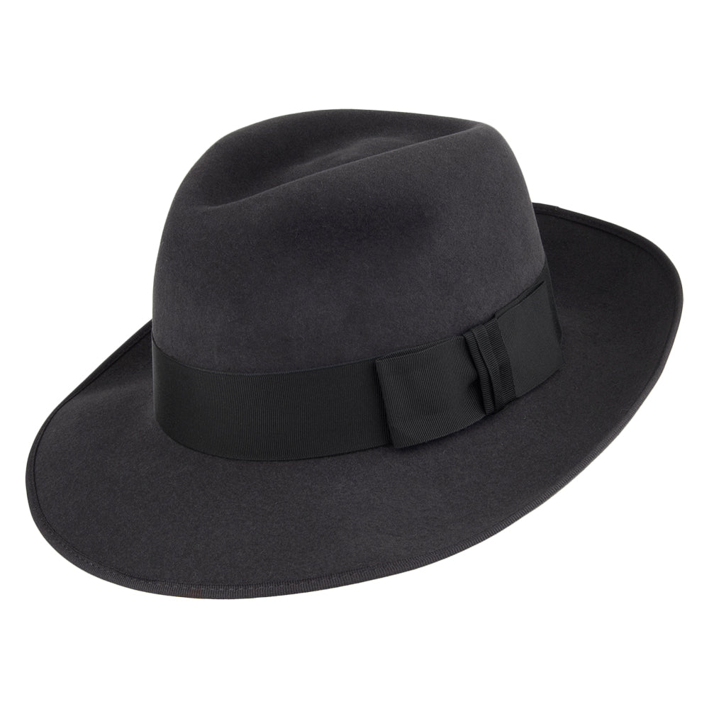 Sombrero Fedora Gangster de fieltro de piel de Christys - Antracita