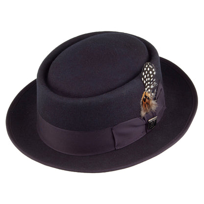 Sombrero Pork Pie de fieltro de lana de Stacy Adams - Azul Marino