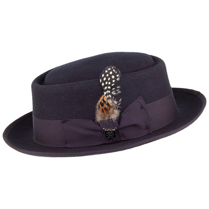 Sombrero Pork Pie de fieltro de lana de Stacy Adams - Azul Marino