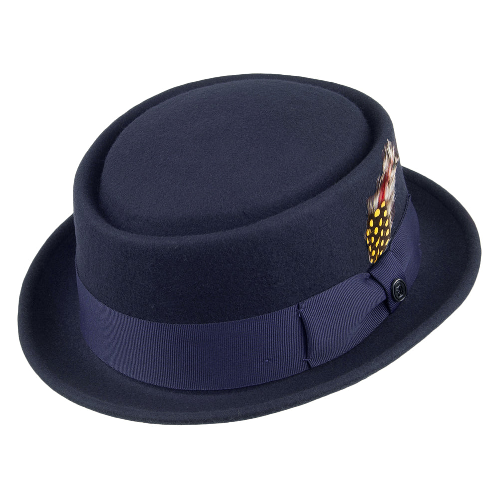 Sombrero Pork Pie plegable de lana de Jaxon & James - Azul Marino