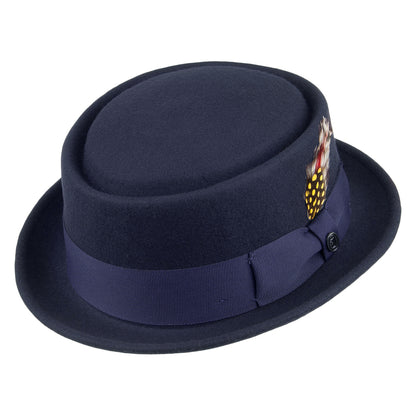 Sombrero Pork Pie plegable de lana de Jaxon & James - Azul Marino