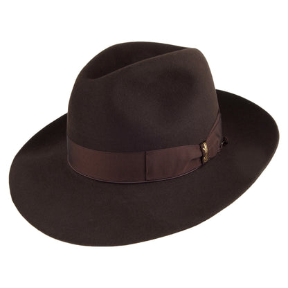 Sombrero Fedora Avalon de fieltro de piel de Borsalino - Marrón Oscuro