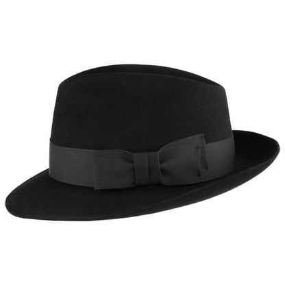 Sombrero Trilby Bond de fieltro de piel de Christys - Negro