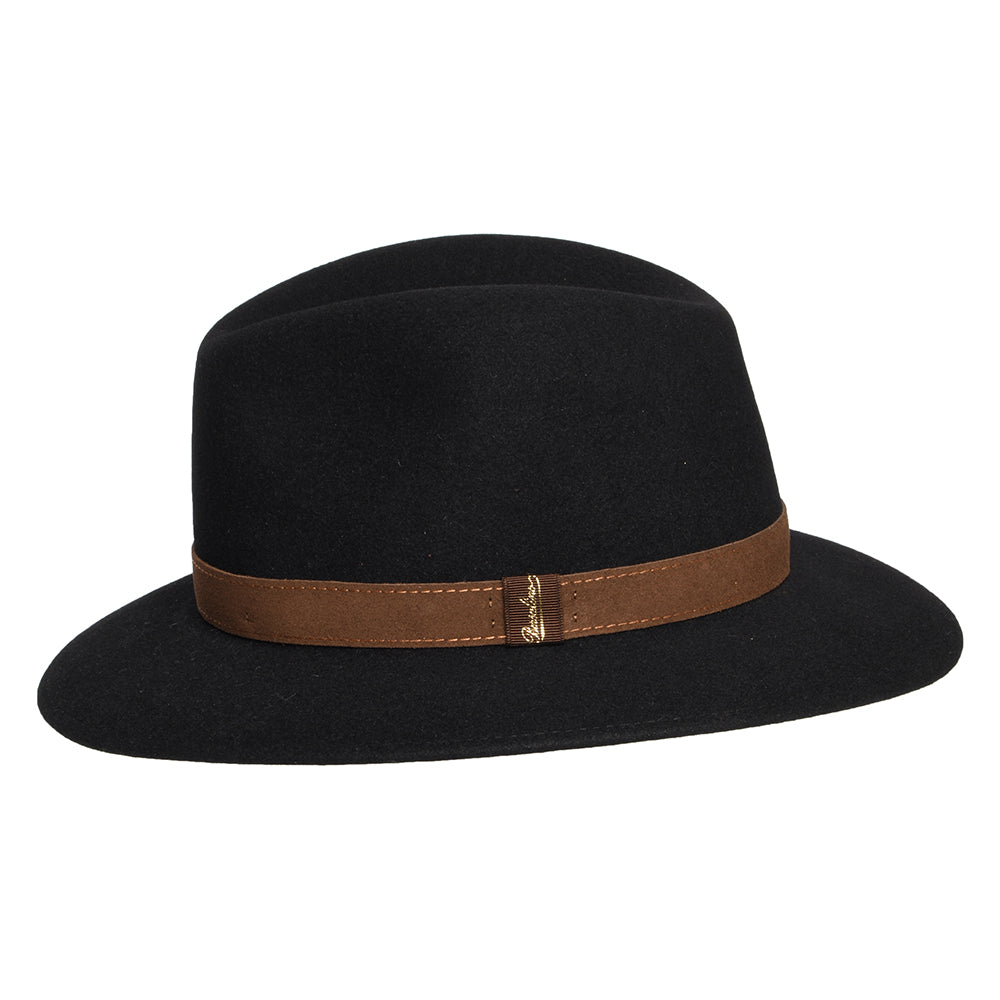 Safari Fedora plegable de fieltro de piel de Borsalino - Negro