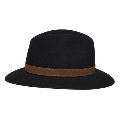 Safari Fedora plegable de fieltro de piel de Borsalino - Negro