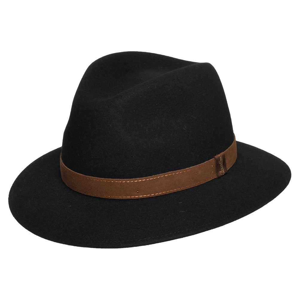 Safari Fedora plegable de fieltro de piel de Borsalino - Negro