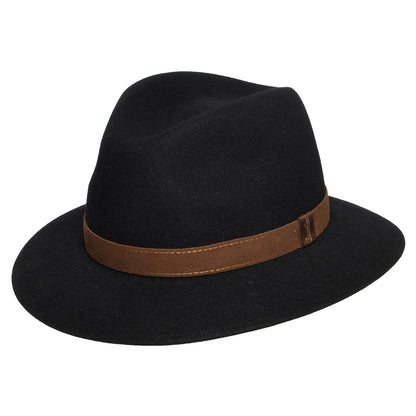 Safari Fedora plegable de fieltro de piel de Borsalino - Negro